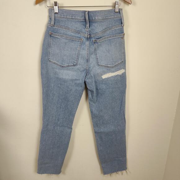 Madewell Jeans Womens 26 Blue High Rise The Momjean Distressed Raw Hem Ankle - Picture 10 of 17